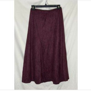 C.J. BANKS (1X) Burgundy Suede Feel Polyester Flare Elastic Waist Skirt